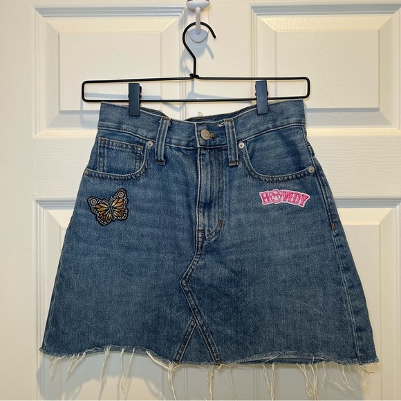 Madewell Denim A-Line Mini Skirt with Western Patches - Picture 1 of 4